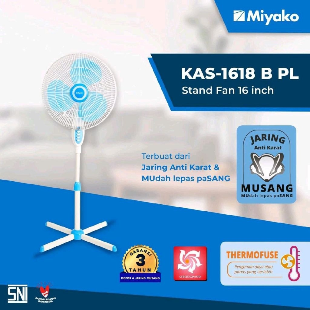 Kipas Angin Miyako KAS 1618 B PL Kipas Angin Berdiri Miyako KAS 1618BPL Kipas Angin Kaki Silang