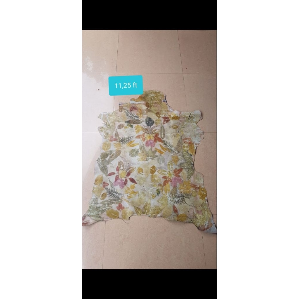 Bahan Kulit kambing lembaran jenis Ecoprint untuk tas dll