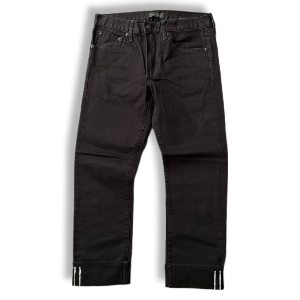 UNIQLO SLIM STRAIGHT SELVEDGE BLACK DENIM JEANS LONG PANTS | CELANA PANJANG | GS