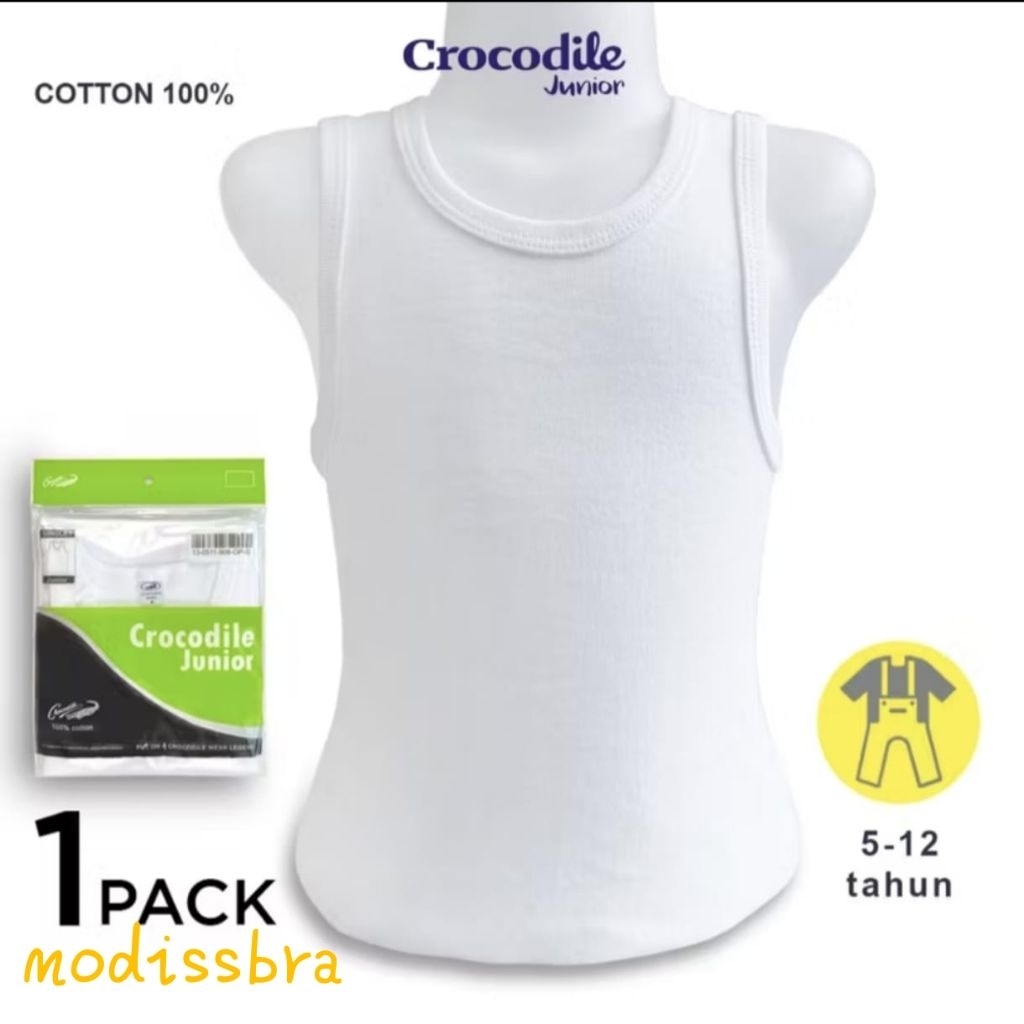 Crocodile Kids 511 - 908 Singlet Kaos dalam Anak Cowok Katun Polos Original - 1pcs