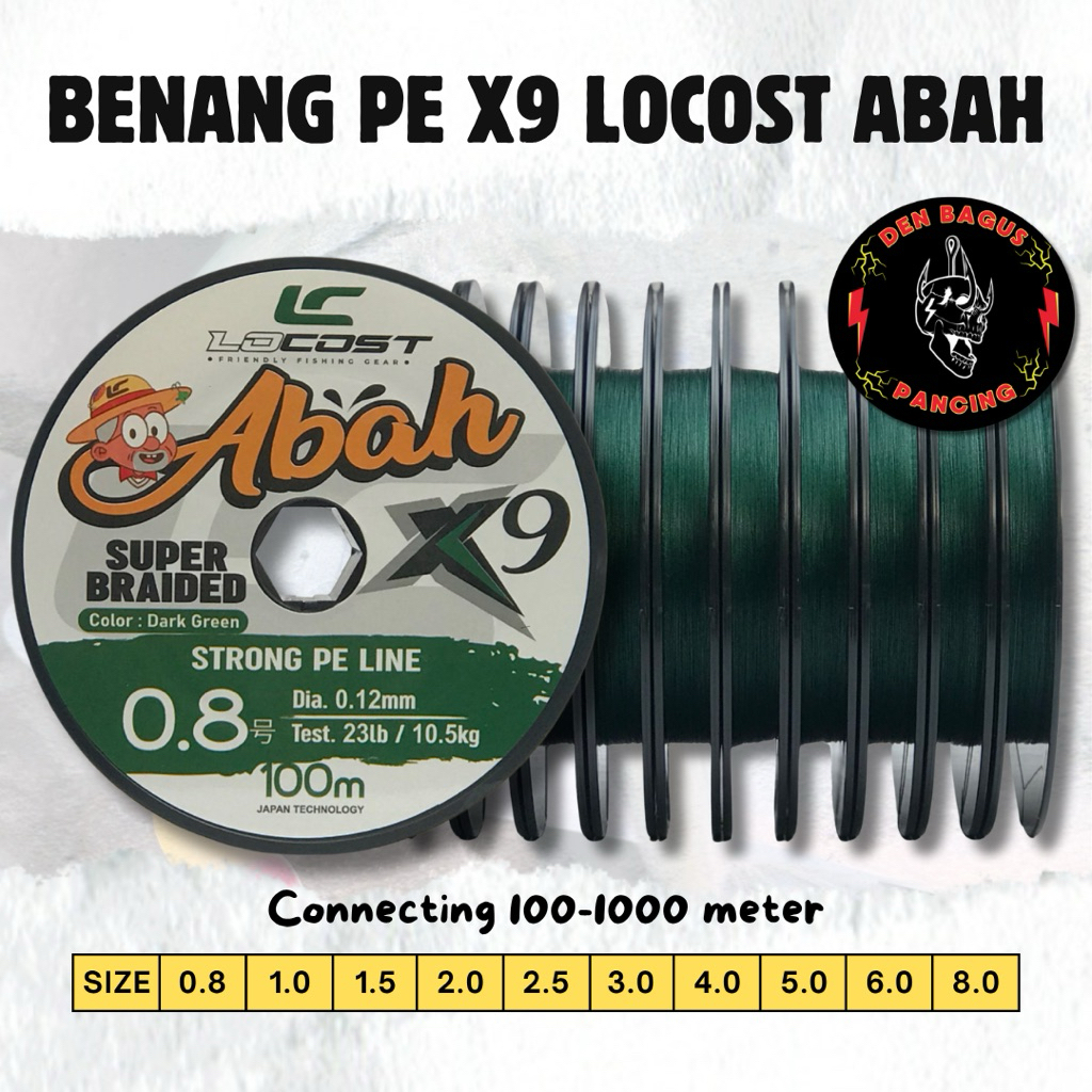 Senar Pancing Pe X9 Warna Hijau Hitam Pelangi 100 Meter Super Kuat Connecting Locost Abah