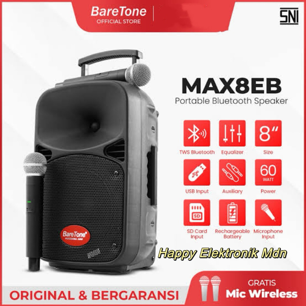 Speaker Portable Wireless Meeting BareTone MAXO8EB Baretone MAX 08EB Baretone MAX8EB Speaker Bareton