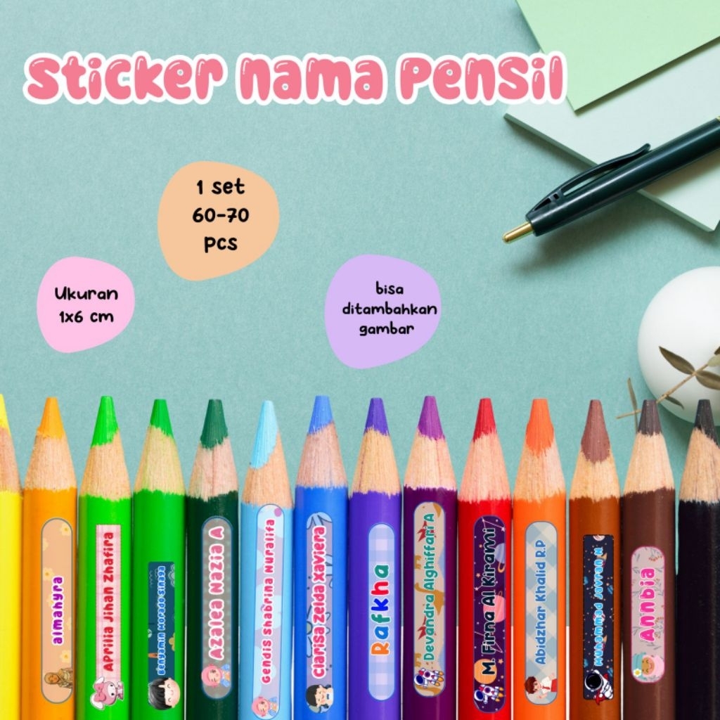 

Sticker Pensil/Pulpen/crayon dan alat tulis lainny