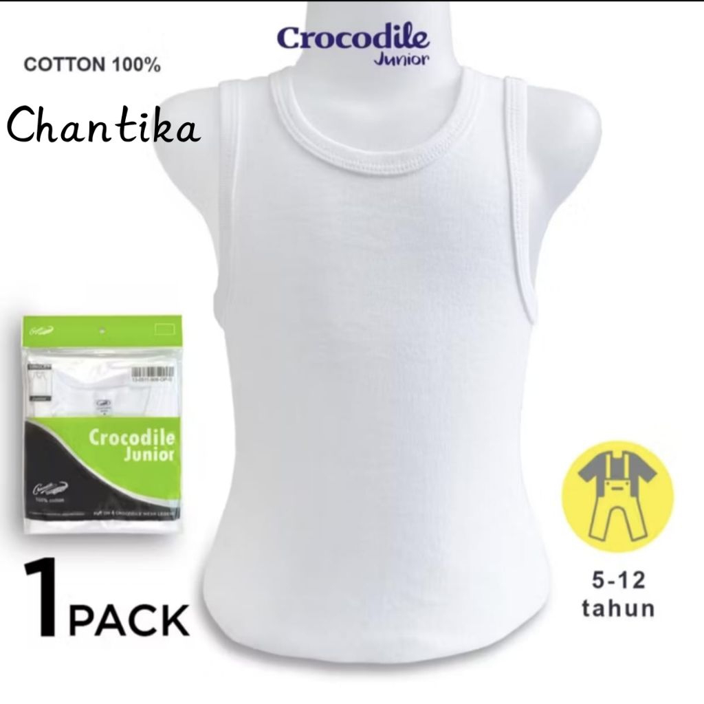 Crocodile Kids 511-908 Singlet - Kaos dalam Anak Cowok Katun Polos Original - 1pack
