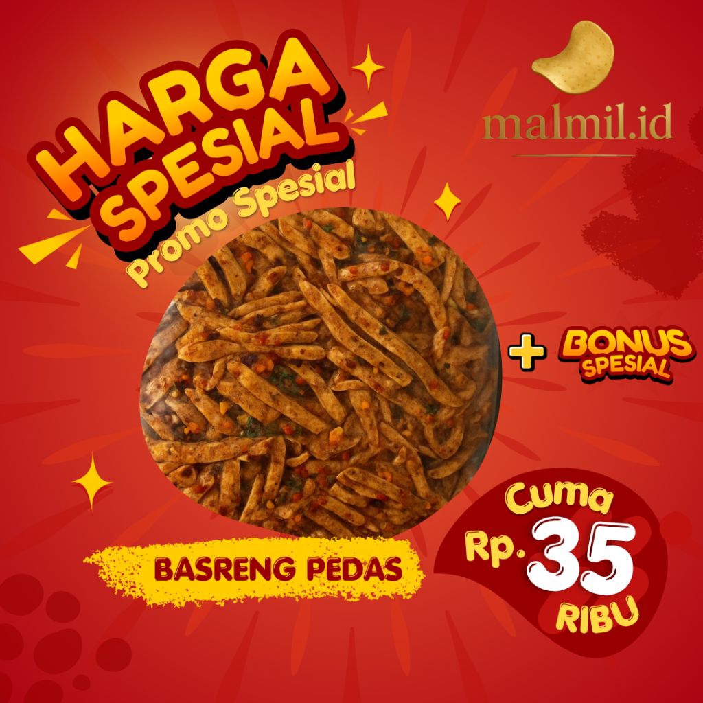 

Baasreng Pedas Daun Jeruk Stik, Basreng Stick Gurih Pedas 500g