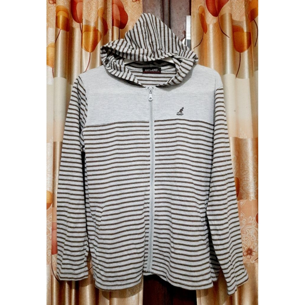jaket hoodie brand kangol Sport abu.