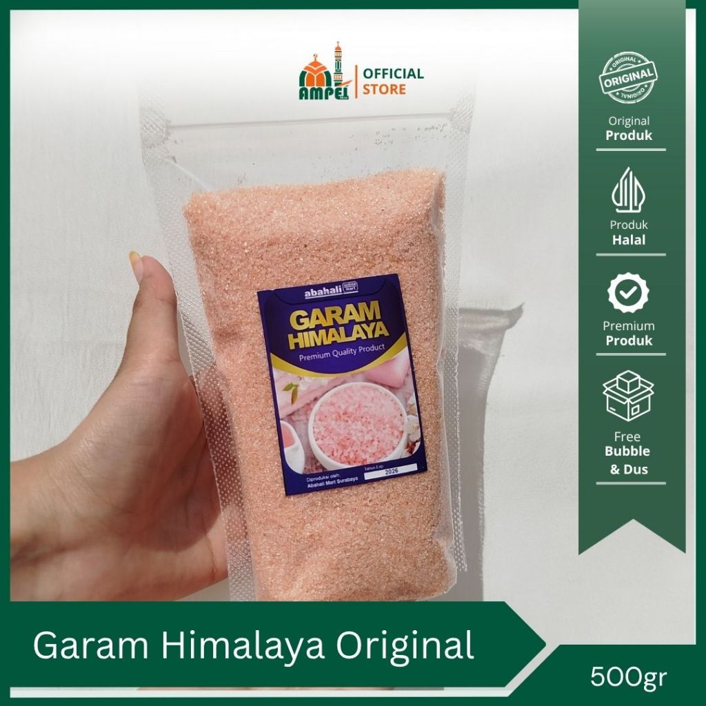 

Garam Himalaya 500gr Murni Pink Lava Organik Himalayan Salt Untuk Diet MPASI Ketogenic Herbal Alami