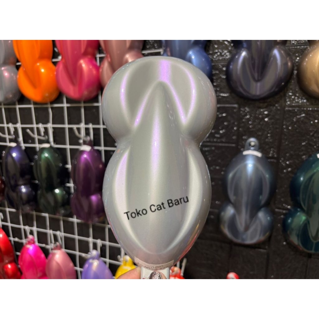cat silver metalik pu + free efeck lembayung ungu