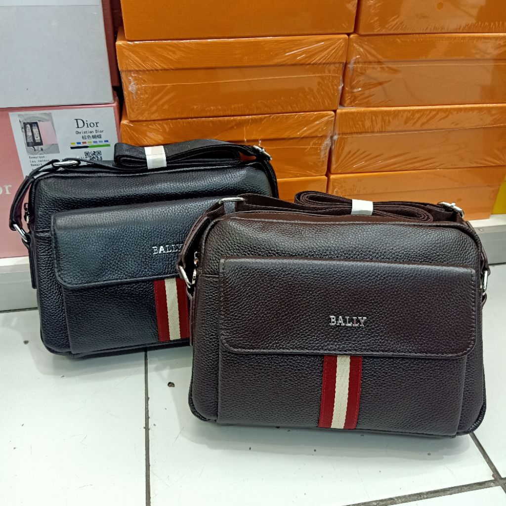 tas selempang kulit Bally crossbody bag pria kulit