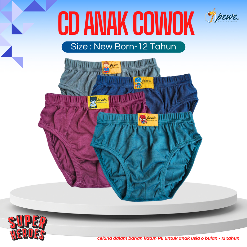 12 PCS CELANA DALAM ANAK LAKI-LAKI l BAHAN KATUN LEMBUT |  CELANA DALAM ANAK LAKI-LAKI UMAY | WARNA 