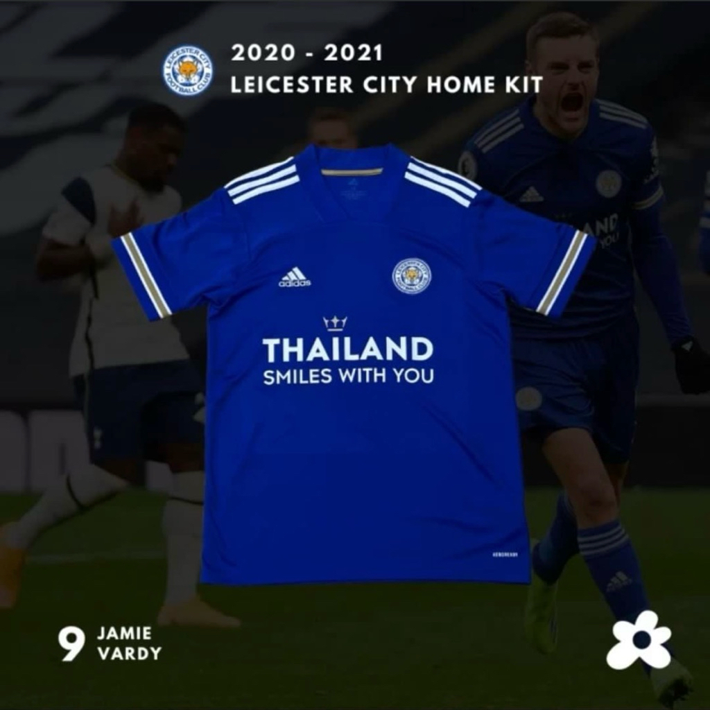Leicester City Home 2020 - 2021 #9 Jamie Vardy Original Jersey (Corner Flag)
