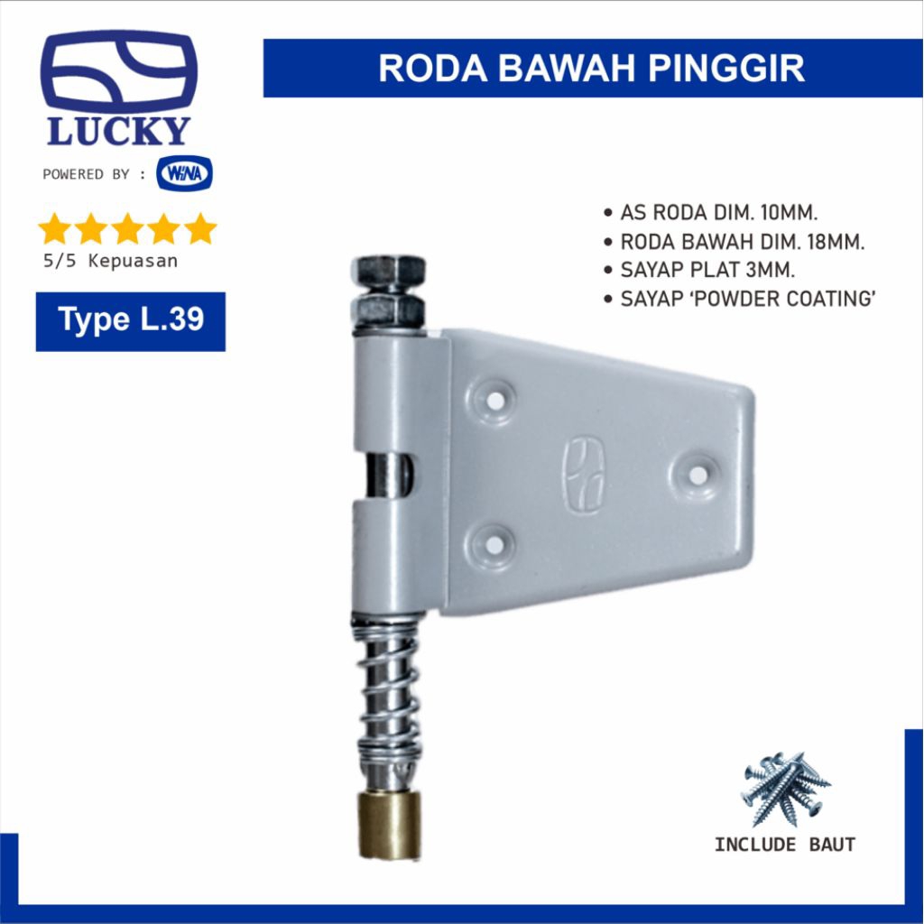 Roda Bawah Pinggir Lucky L39 Engsel Pintu Garasi Geser Sliding & Lipat - 100% Original