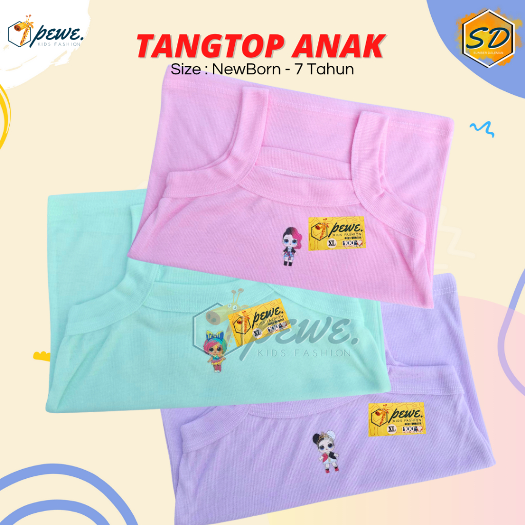 6 Pcs tangtop anak perempuan 4 tahun perempuan pewe / kaos dalam anak perempuan bahan halus / tengto