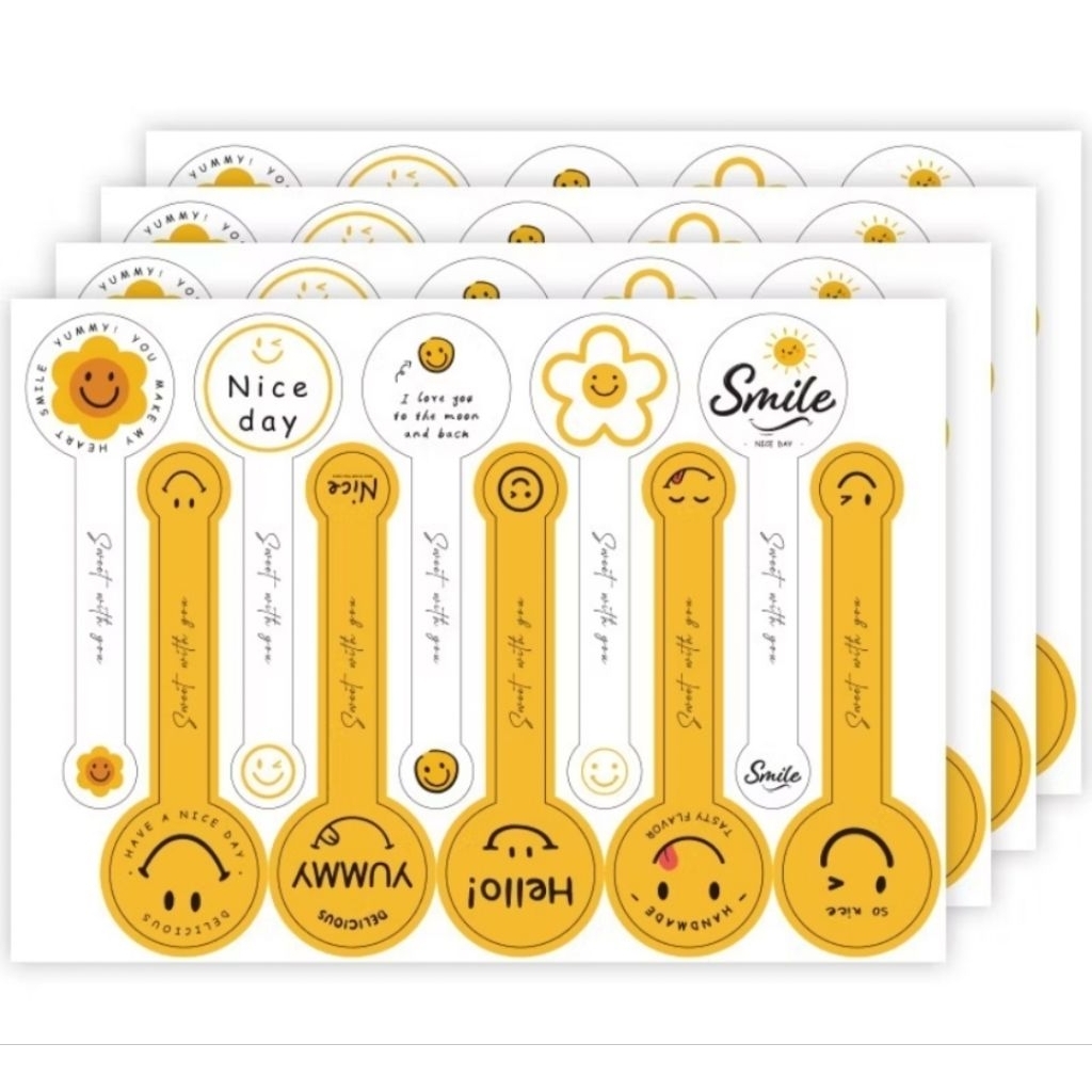

Stiker thank you segel smile kuning putih isi 100pcs
