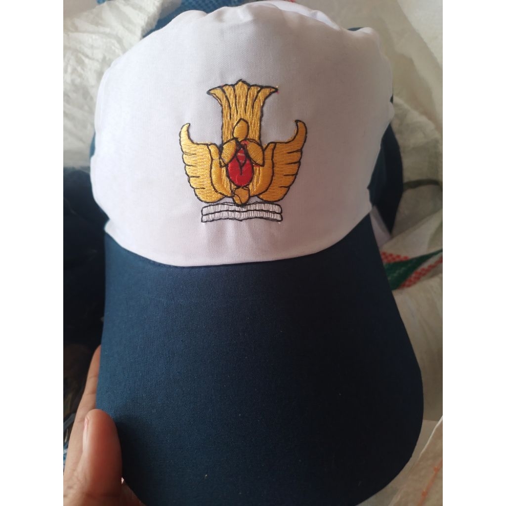 GROSIR 20PCS TOPI SMP BIRU PUTIH