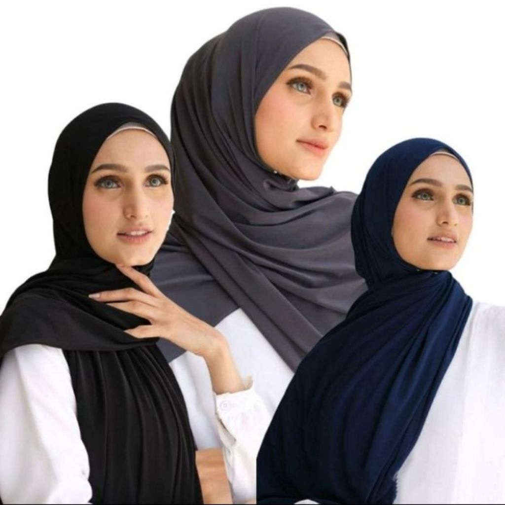 Jilbab Pashmina Kaos Jersey Polos Warna Hitam Pashmina Flowyn Premium Hijab Stretch Pashmina By Ajub