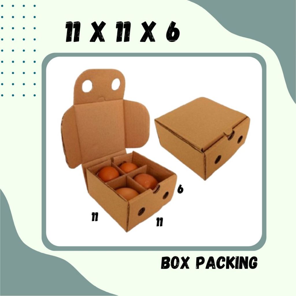 

Box telur 11x11x6 LD Kardus Telur isi 4 Packing Kotak Dus Telur Asin Tray Endog Endok Sahabat UMKM