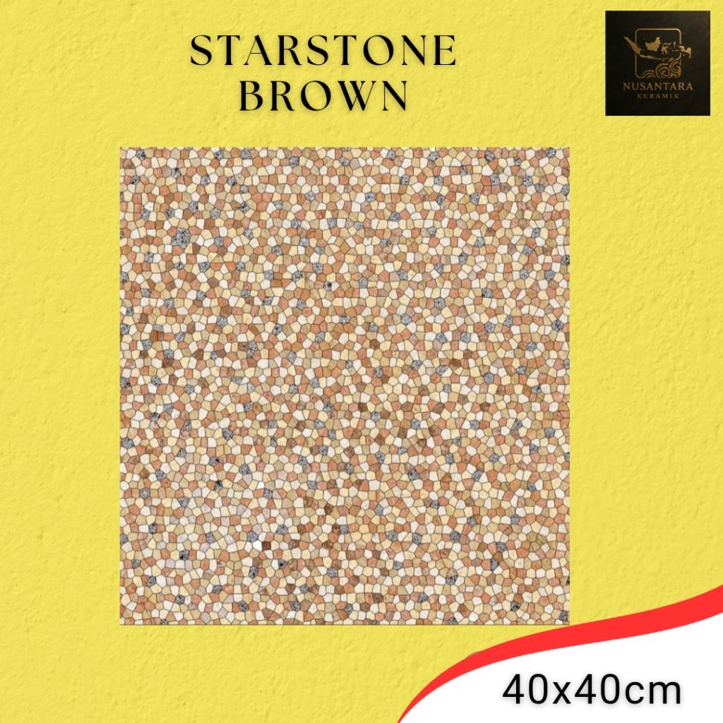 Keramik Lantai Kobin First Grade Rustic/Kasar Ukuran 40x40 Starstone Brown