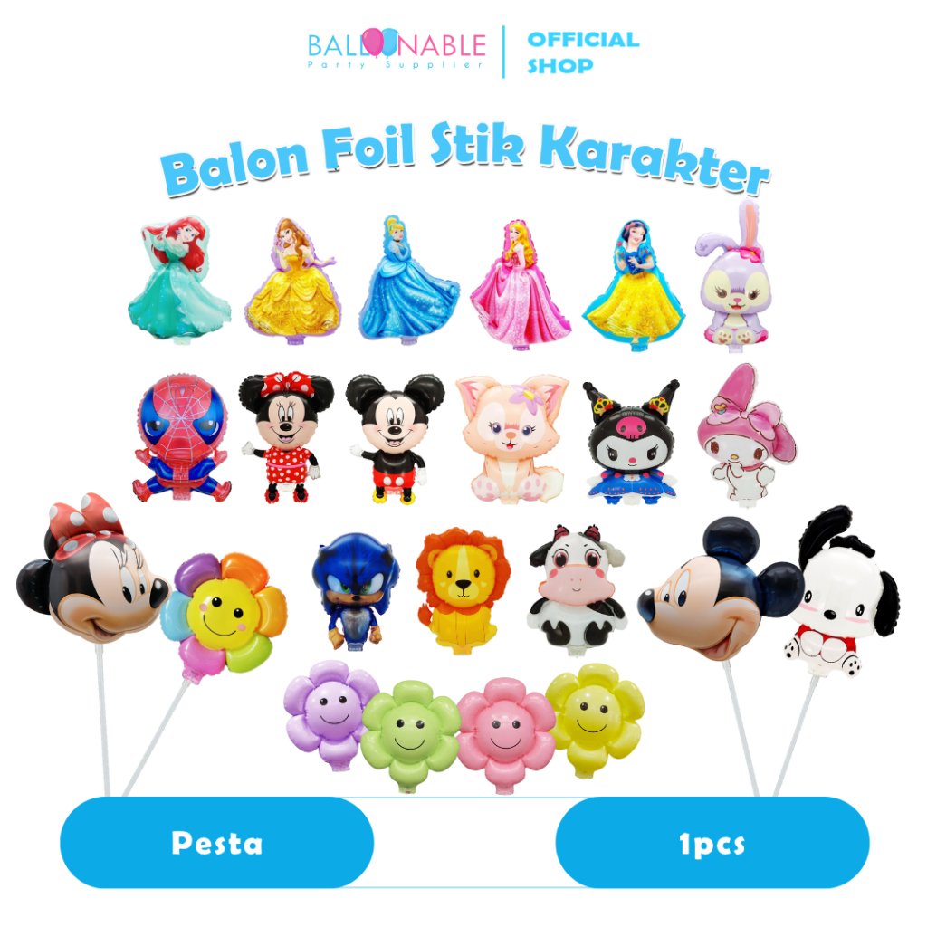 Balon Foil Stik Karakter Satuan