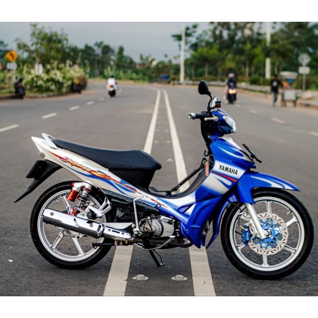 Striping Jupiter Z Cast wheel biru Putih 2005 Sticker Lis Decal Standar Original Yamaha Jupiter Z Cw