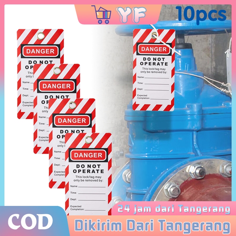 

10Pcs Tag Penguncian Peringatan Bahaya Label Shutdown Merah Dan Putih Bahan PVC Bisa Ditulis