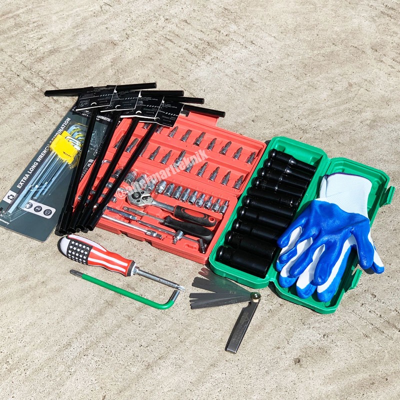 Paket Bengkel Hemat 11 Item Kunci T Set 4 Pcs Kunci Sock Set 10 Pcs 8-21mm Obeng Ketok Bolak Balik D