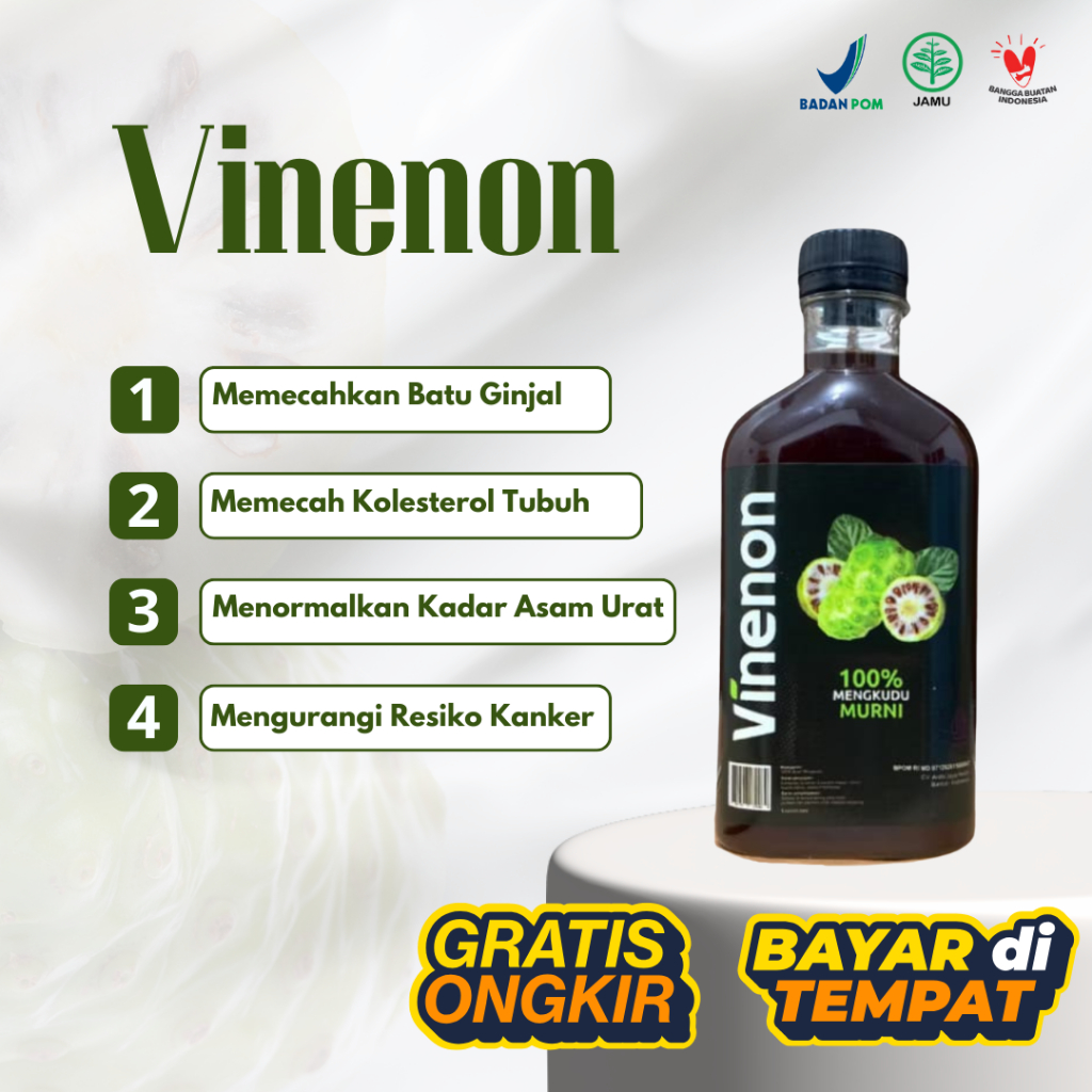 

VINENON 100% Asli Cuka Mengkudu Solusi Ampuh Hancurkan Batu Ginjal Kolesterol dan Asam Urat BPOM