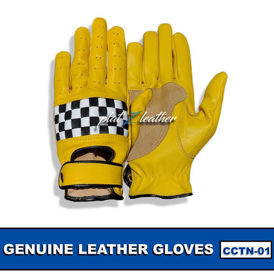 Sarung tangan kulit motor asli Garut . VINTAGE LEATHER GLOVES CCTN-01