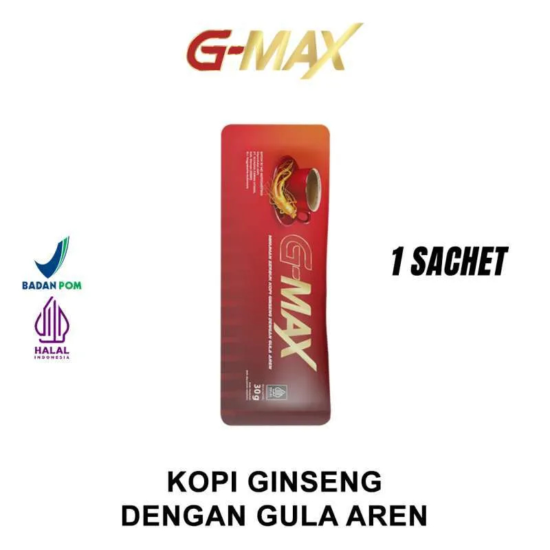 

Best Seller Penambah Stamina Pria Kopi G-Max Extra Ginseng dan Gula Aren Original 1 sachet
