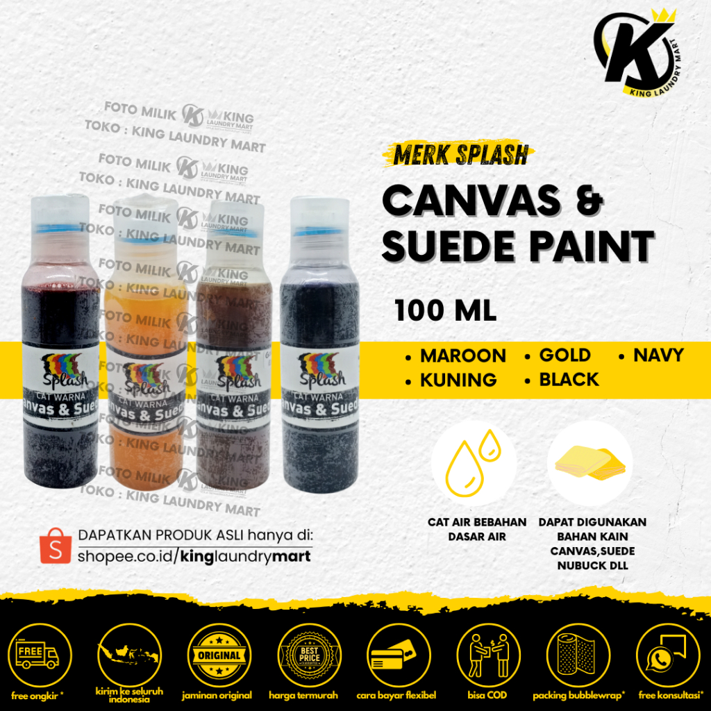 

Cat Kanvas dan Suede | Canvas & Suede Paint 100 ml SPLASH