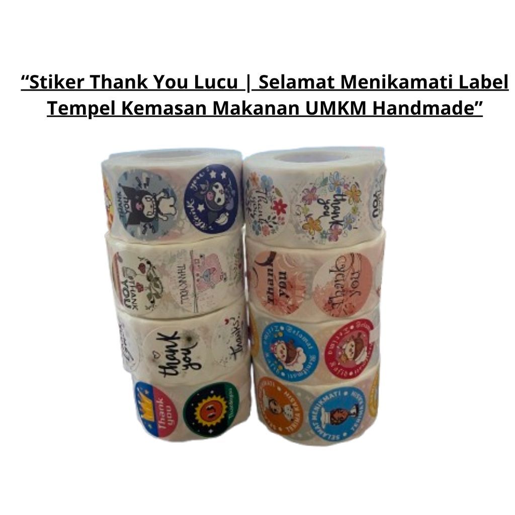 

Stiker Thank You Lucu | Selamat Menikamati Label Tempel Kemasan Makanan UMKM Handmade