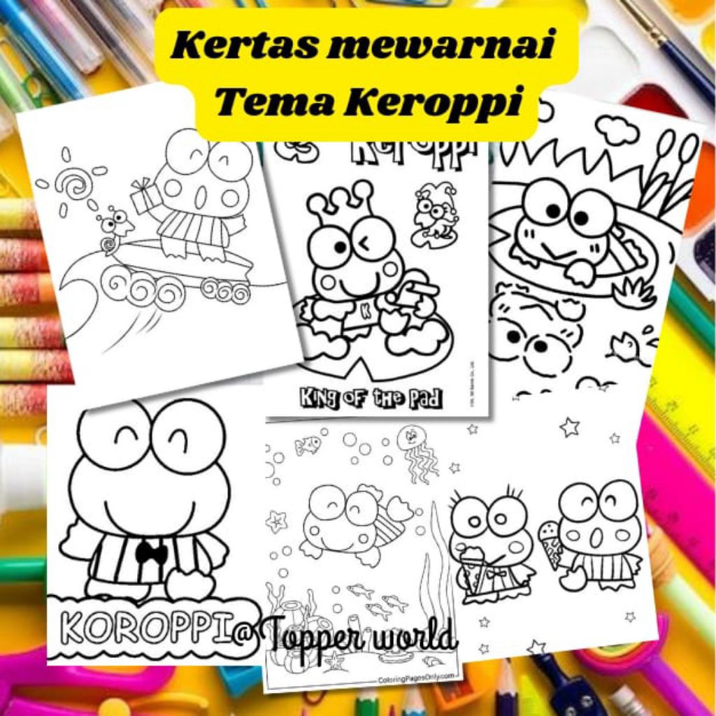 

20 LEMBAR KERTAS MEWARNAI ANAK TEMA KEROPPI (READY LANGSUNG KIRIM)