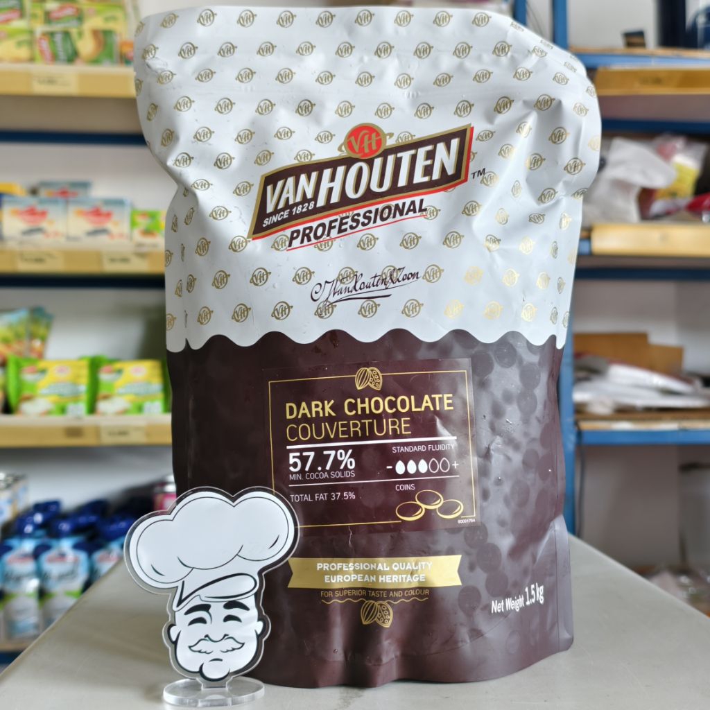 

Van Houten Couverture Dark Chocolate 57% 1,5Kg / Coklat Couverture Van Houten 1,5Kg