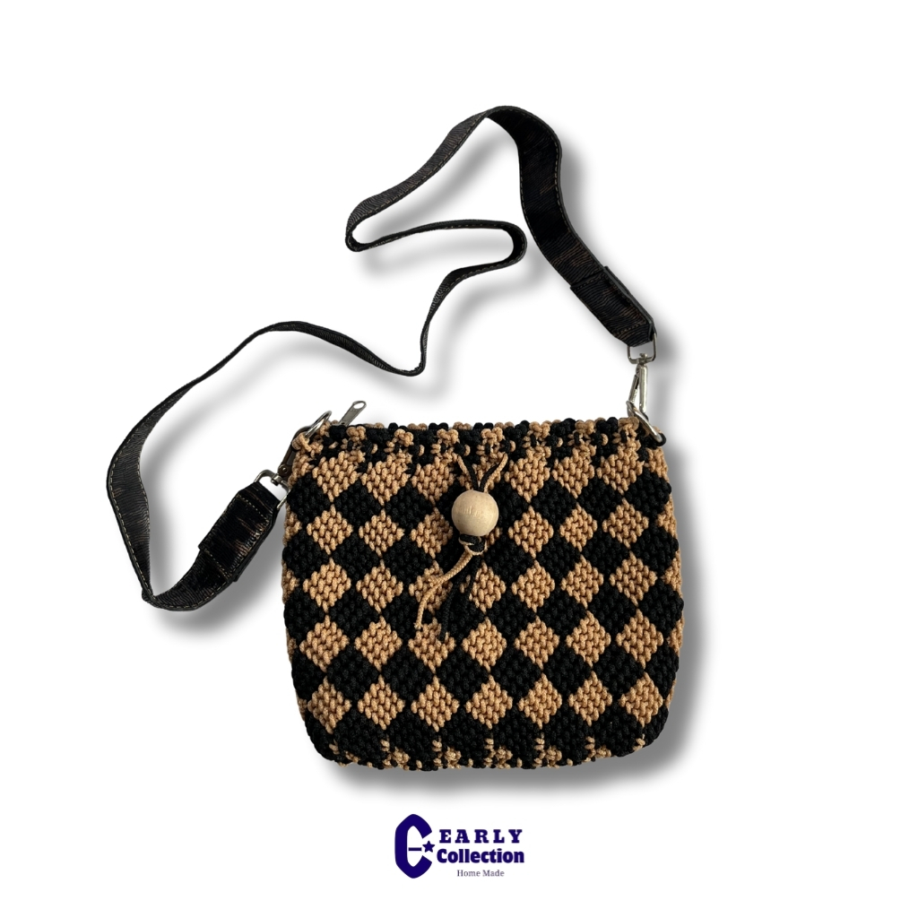 Tas Rajut Talikur (Coklat Catur)