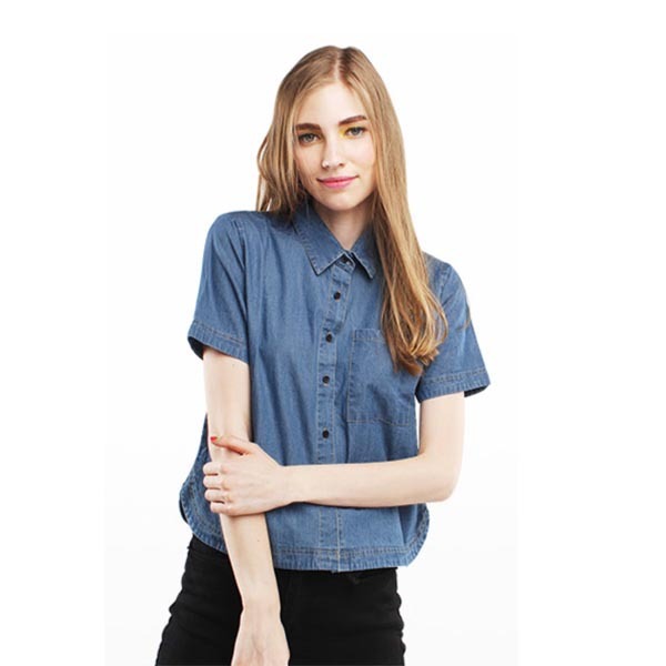 Kemeja shirt blouse denim jeans casual wanita import korea