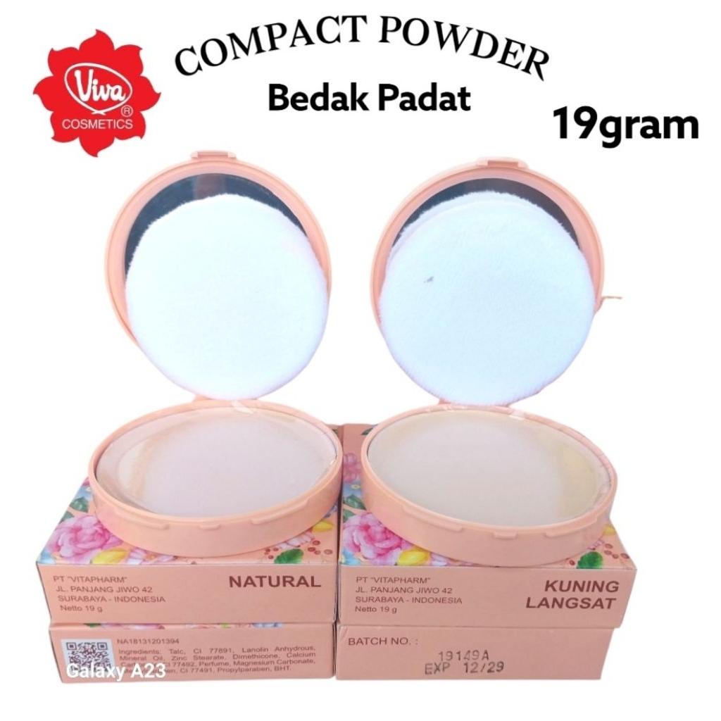 BEDAK VIVA COMPACT POWDER NATURAL/KUNING LANGSAT  Orange 19gr - Bedak Padat Viva