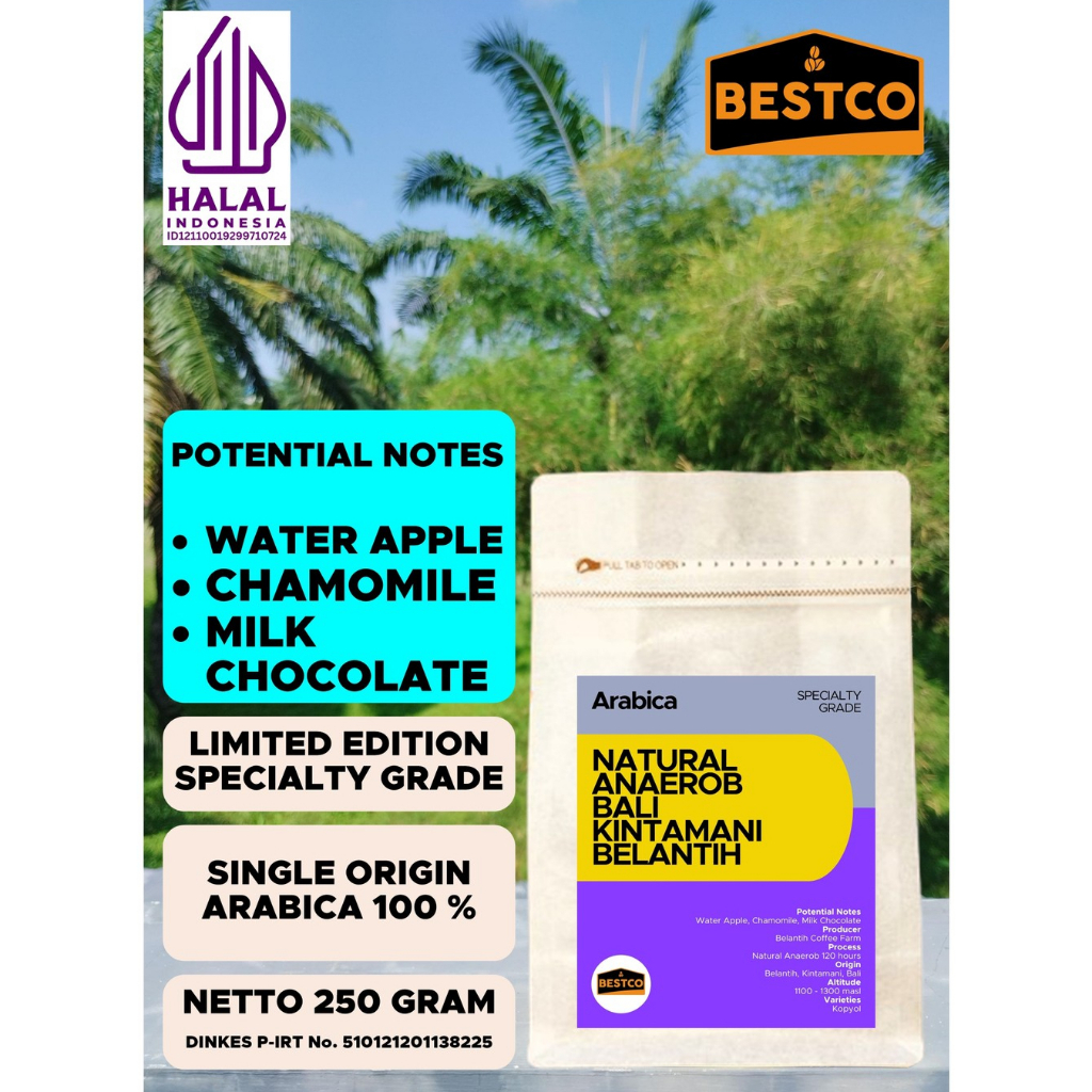 

Kopi Bestco Specialty Arabica Natural Anaerob Bali Kintamani Belantih 250 gr