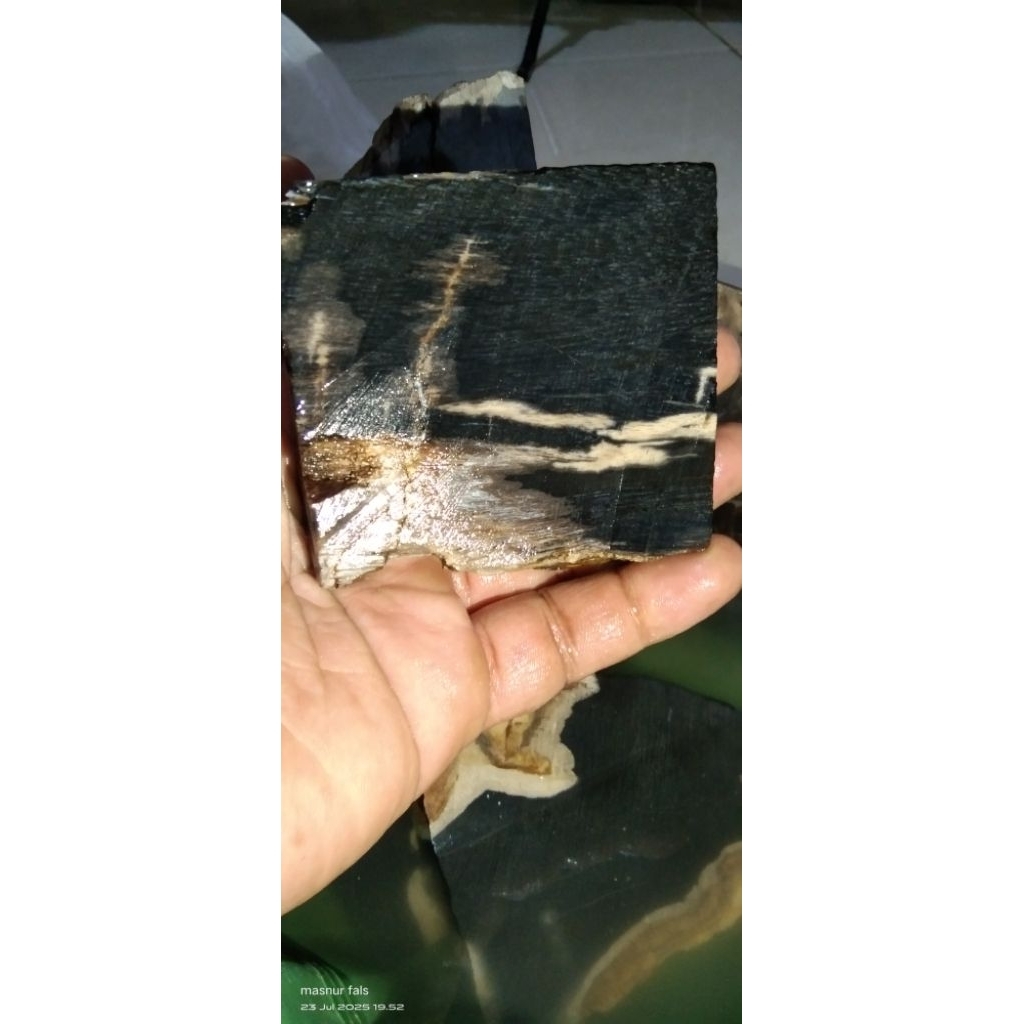Batu fosil galih kelor super serat perak asli bisa menyala tespen