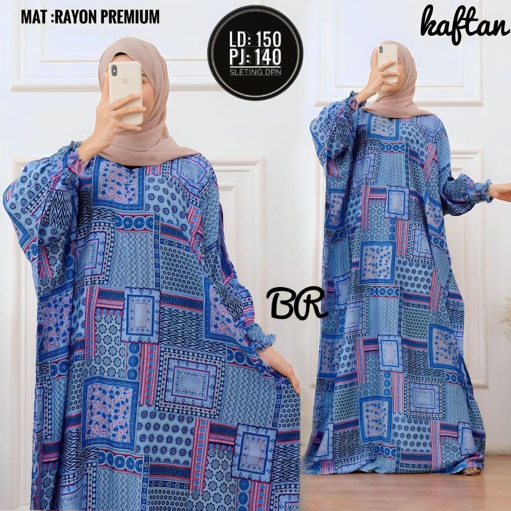 kaftan bahan rayon/gamis kaftan busui/kaftan terbaru/gamis kekinian/kaftan batik