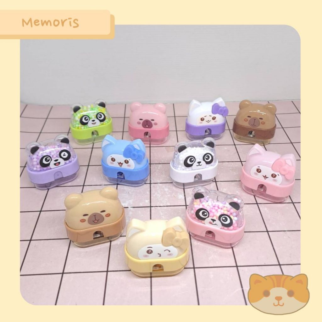 

Rautan Serutan Pensil Sharperner 3D Akrilik Viral Capybara Panda Kuromi Cat Unicorn Bear