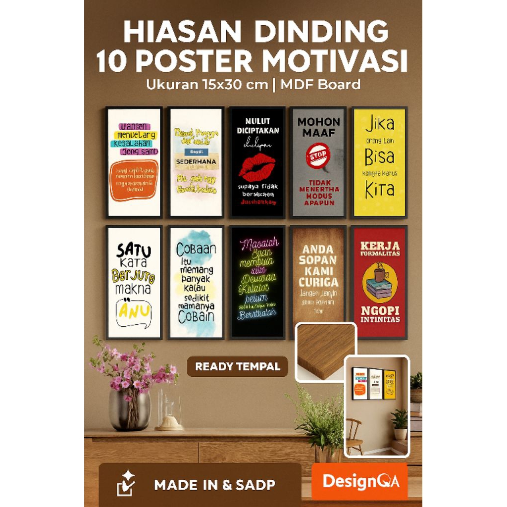Poster Hiasan Dinding Ruangan Kata-Kata Lucu & Motivasi | MDF 15x30 cm | Dekorasi Ruangan Aesthetic