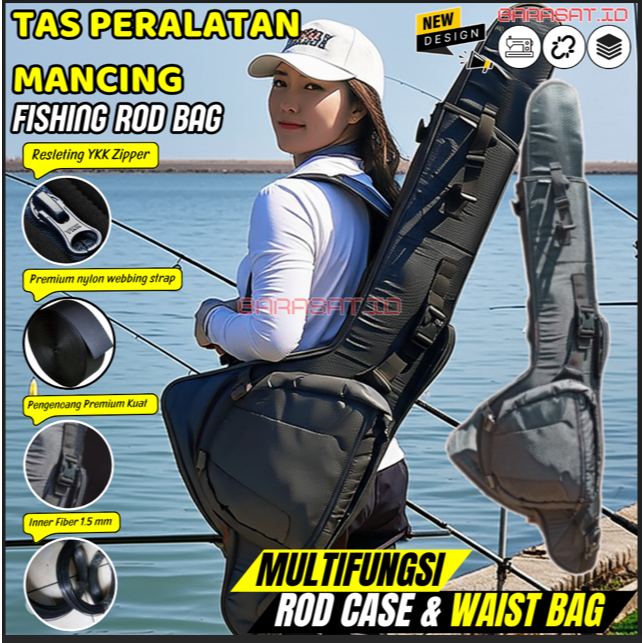 FIshing Rod Bag Pancing Tas Mancing Terbaik Jumbo 4 Joran Selempang Kuat Bahan Tebal Premium aksesor
