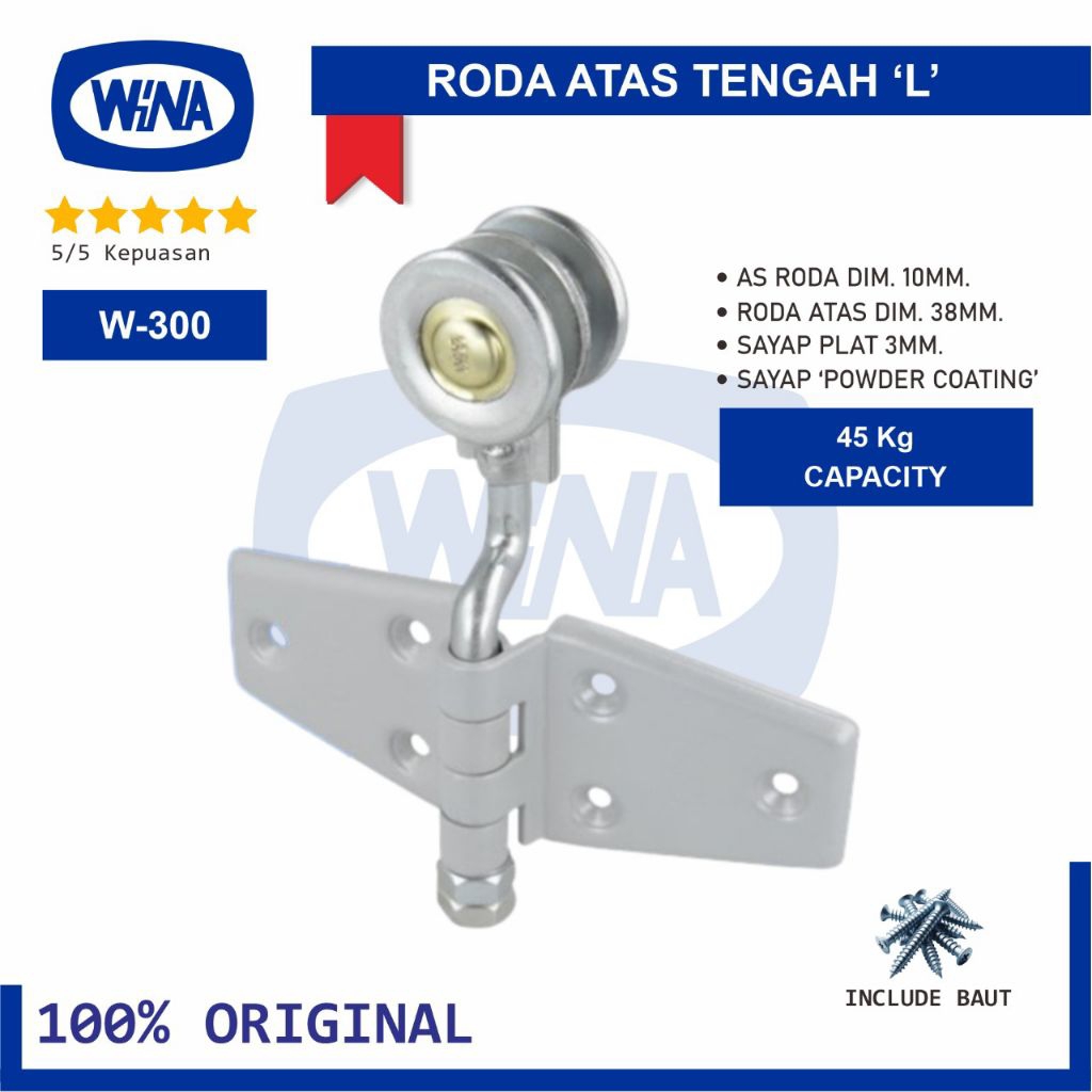 Roda Atas Tengah L Wina W300 Engsel Pintu Garasi untuk Kayu / Alumunium dan uPVC - 100% Original