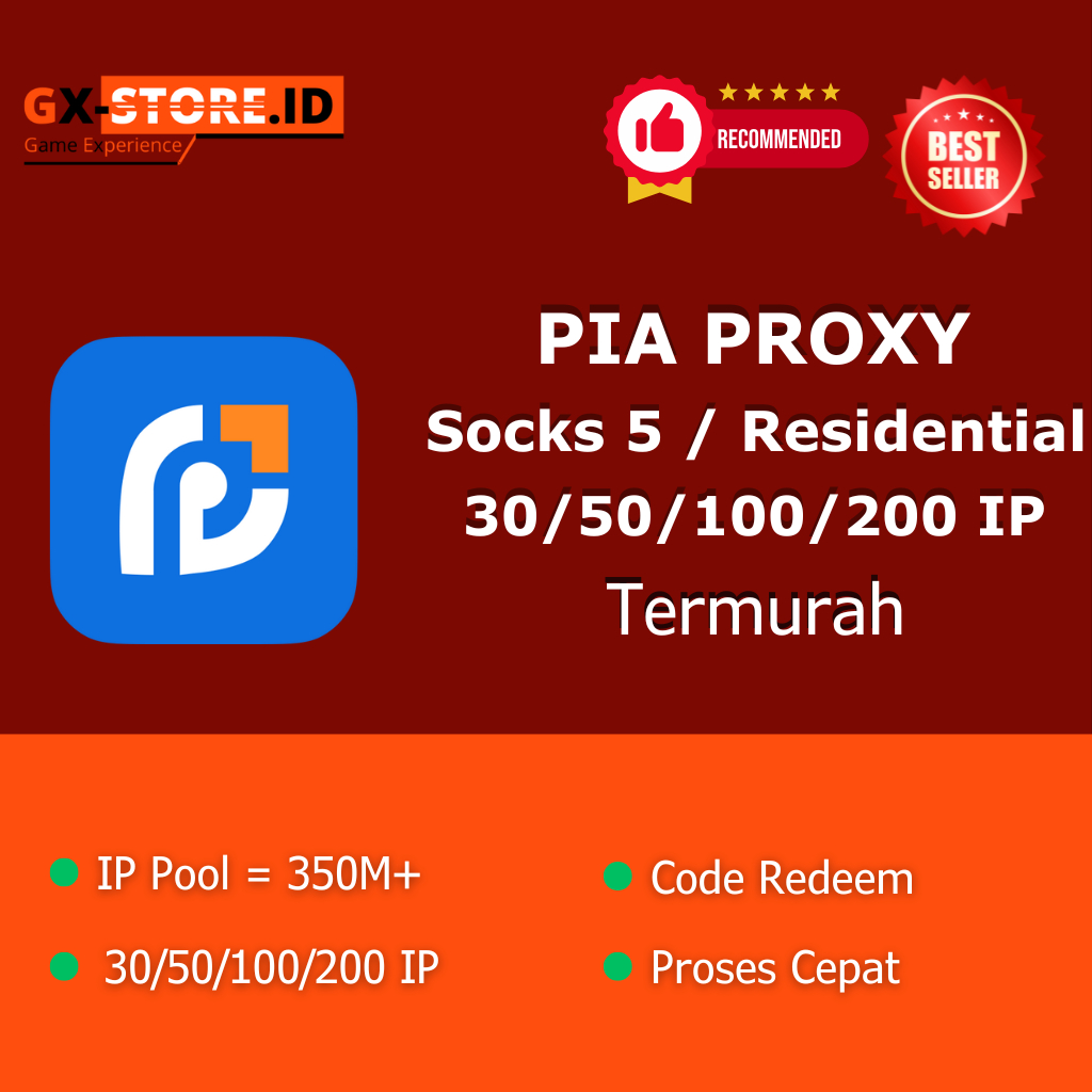 Pia Proxy Socks5 / Residential ( Termurah )