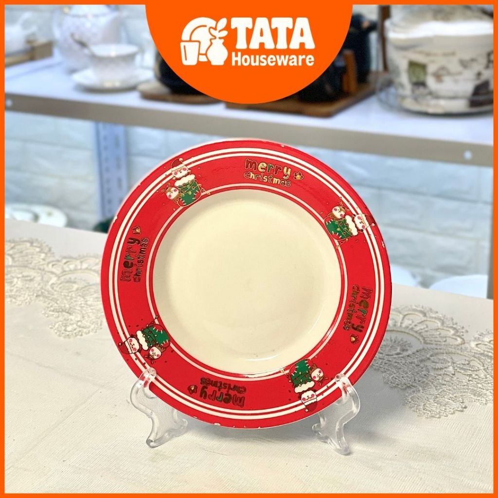 [TATA] Piring Kecil Keramik Merry Christmas / Piring Makan Dessert / Piring Mini Lucu / Dining Set K