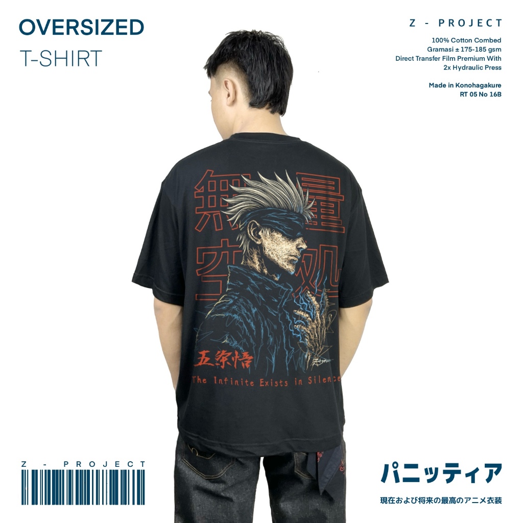 Zetproject | Gojo Satoru Kaos Anime Oversize Lengan Pendek
