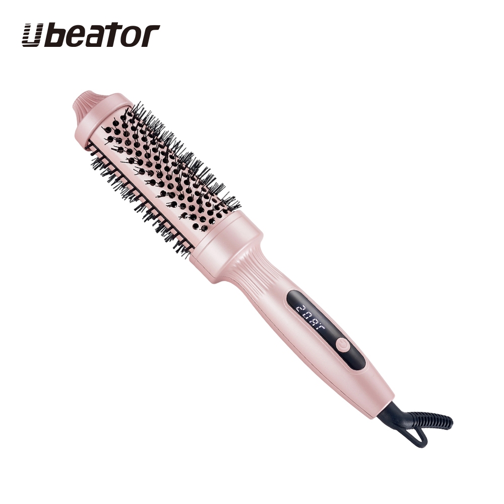 Ubeator Pink Digital Display Hair Curler Brush - Home Styling Tool