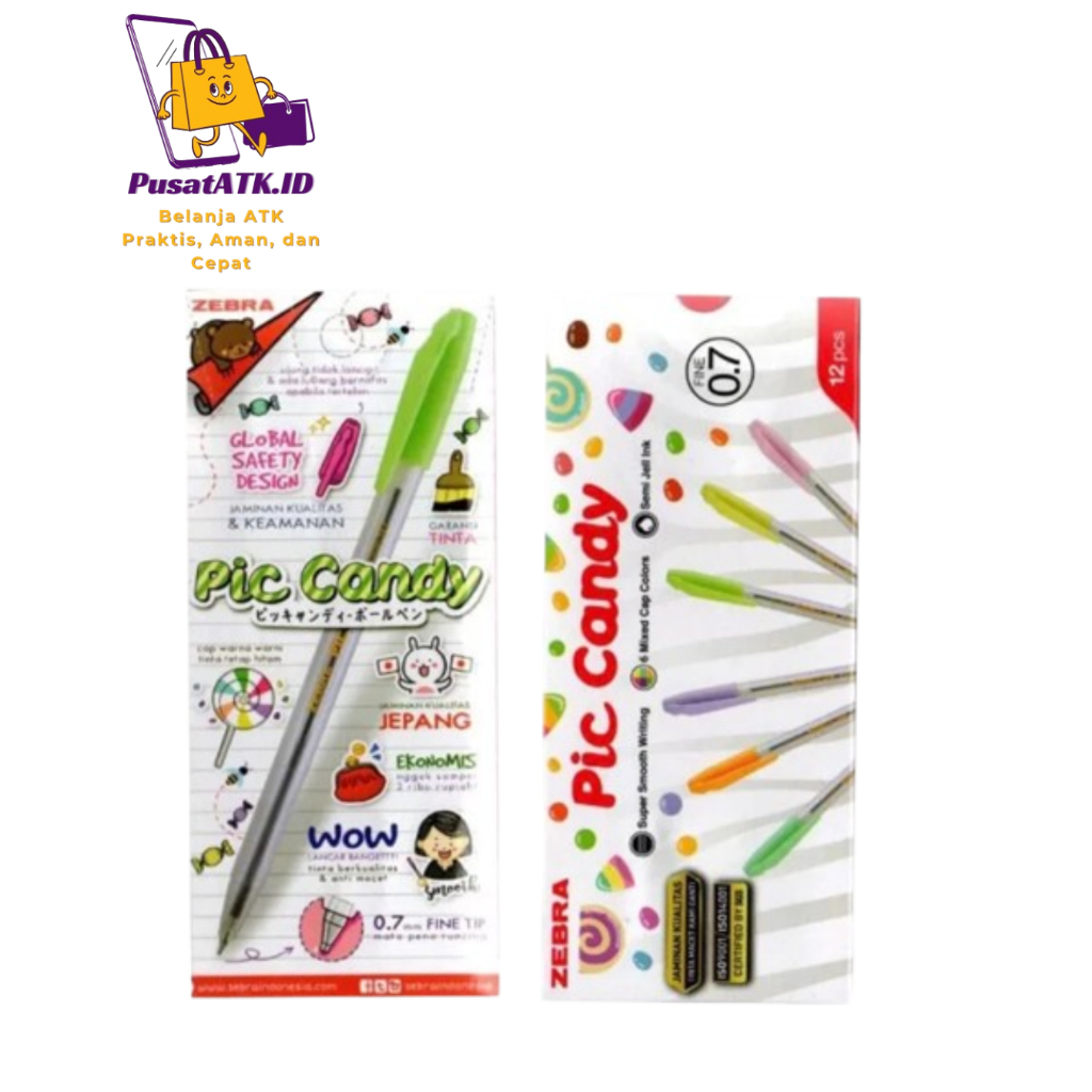 

ZEBRA PIC CANDY PULPEN / PEN 0.7 HITAM ISI 12 PCS