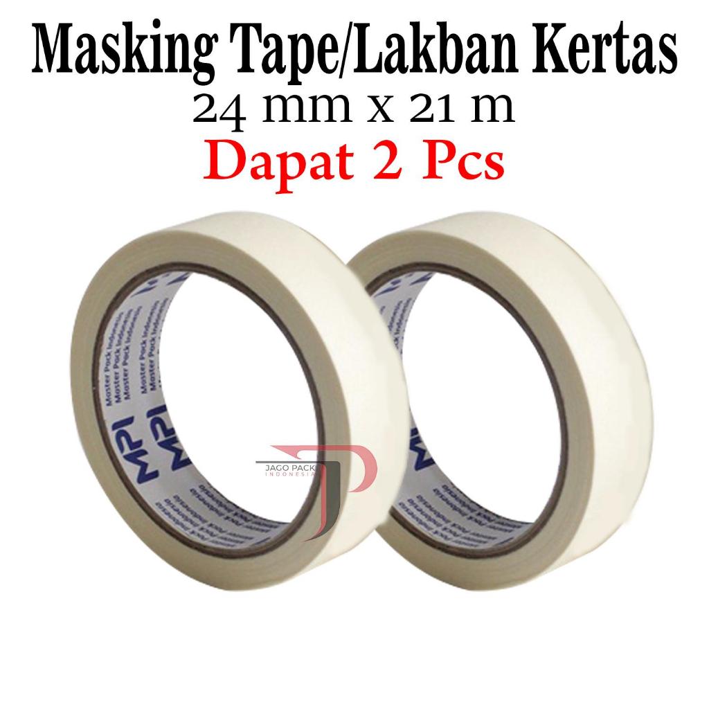 

2 PCS - Lakban Kertas 24mm x 21 Meter - Masking Tape 24mm x 21 M / Harga Murah