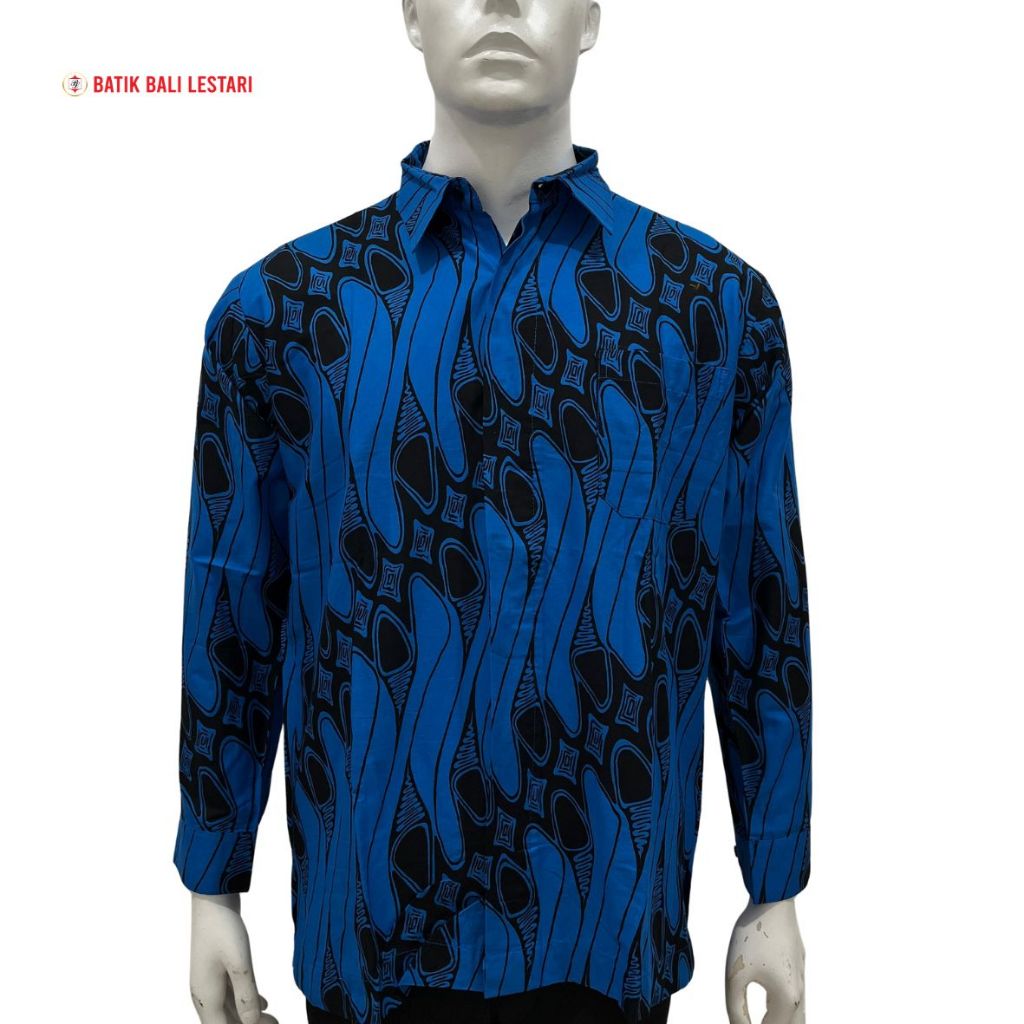 Bali Lestari Batik Pria Katun Lengan Panjang Biru (BRM)